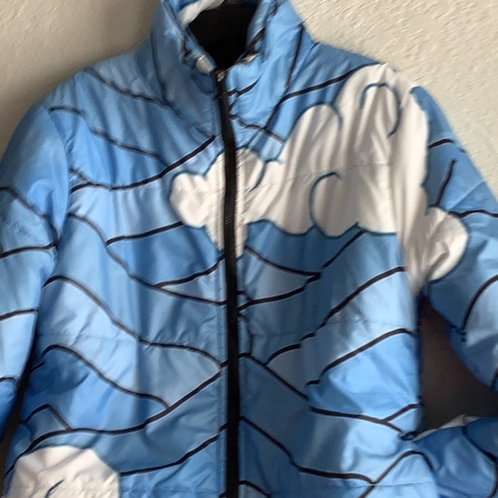 Blue And White Wave Pattern Jacket - image 2